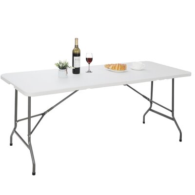 Amazingforless Plastic Rectangular Fold-in-Half Portable Folding Table ...